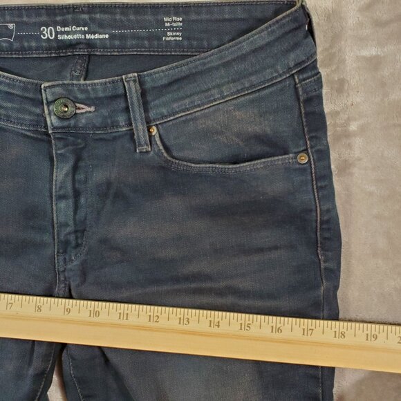 Levi's Jeans Womens mid rise skinny dark wash 'dirty' wash L32 - Picture 9 of 16